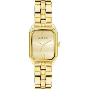 🆕Anne Klein Bracelet Watch Women Gold Mineral Crystal Textured Dial Clasp Watch